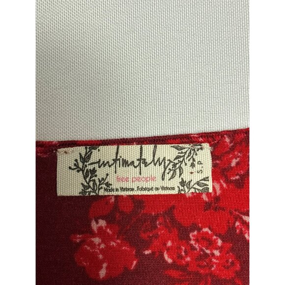 Intimately Free People Printed Turnt Red Bodysuit Size S Floral - Picture 7 of 8